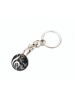 Schlüsselanhänger mit Einkaufswagenchip und der Aufschrift "All I need is Music" 